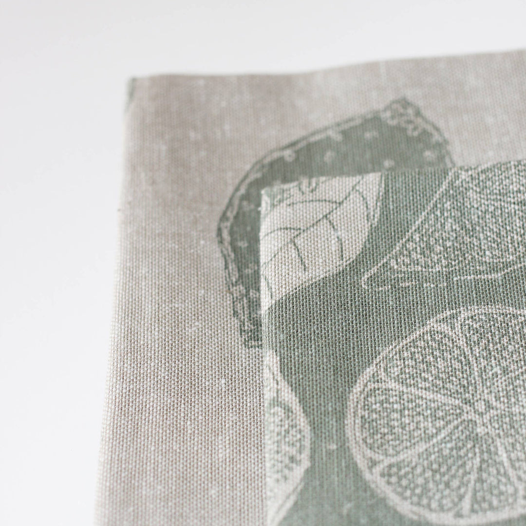 Citrus Tea Towel in Sage Green, Set of 2