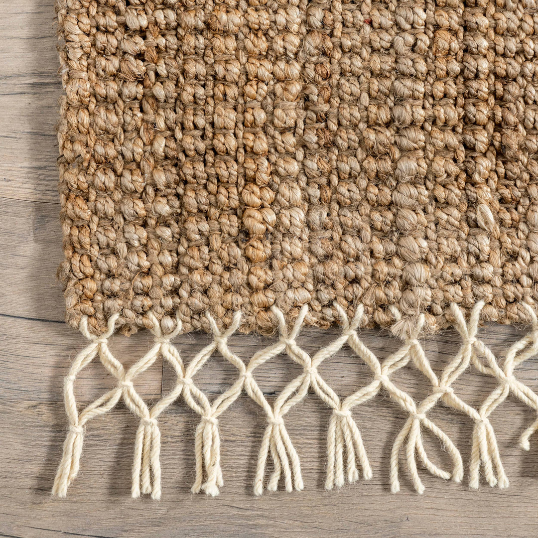 Seaside Hand-Woven Jute with Fringe Area Rug