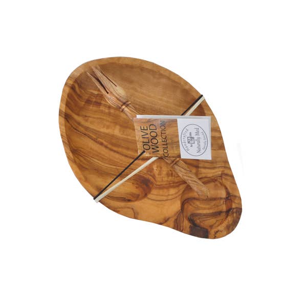 Tika Olive Wood Olive Dish with Olive Stabber Set