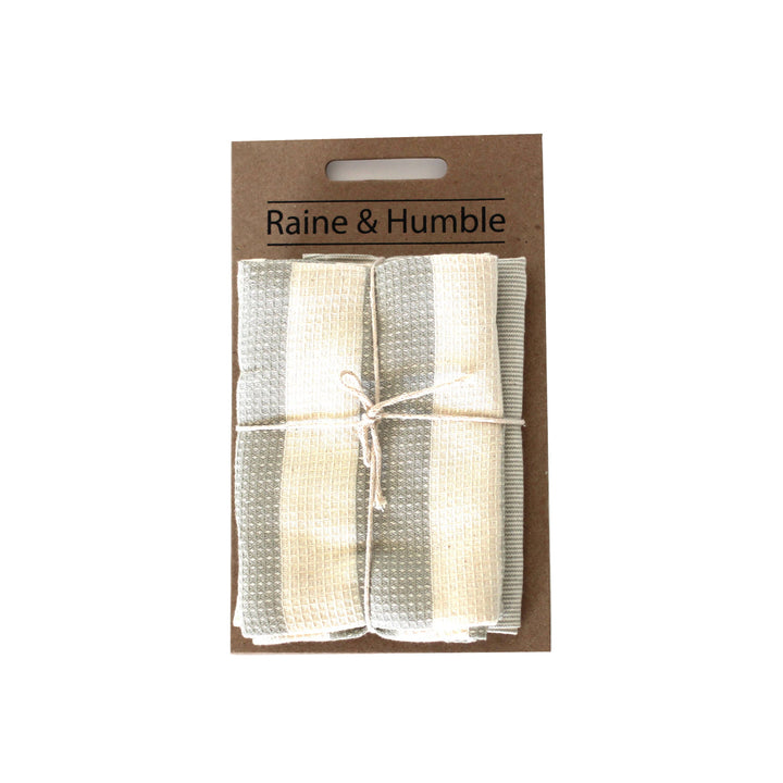 Dante Striped Sage Green Tea Towel, Set of 2