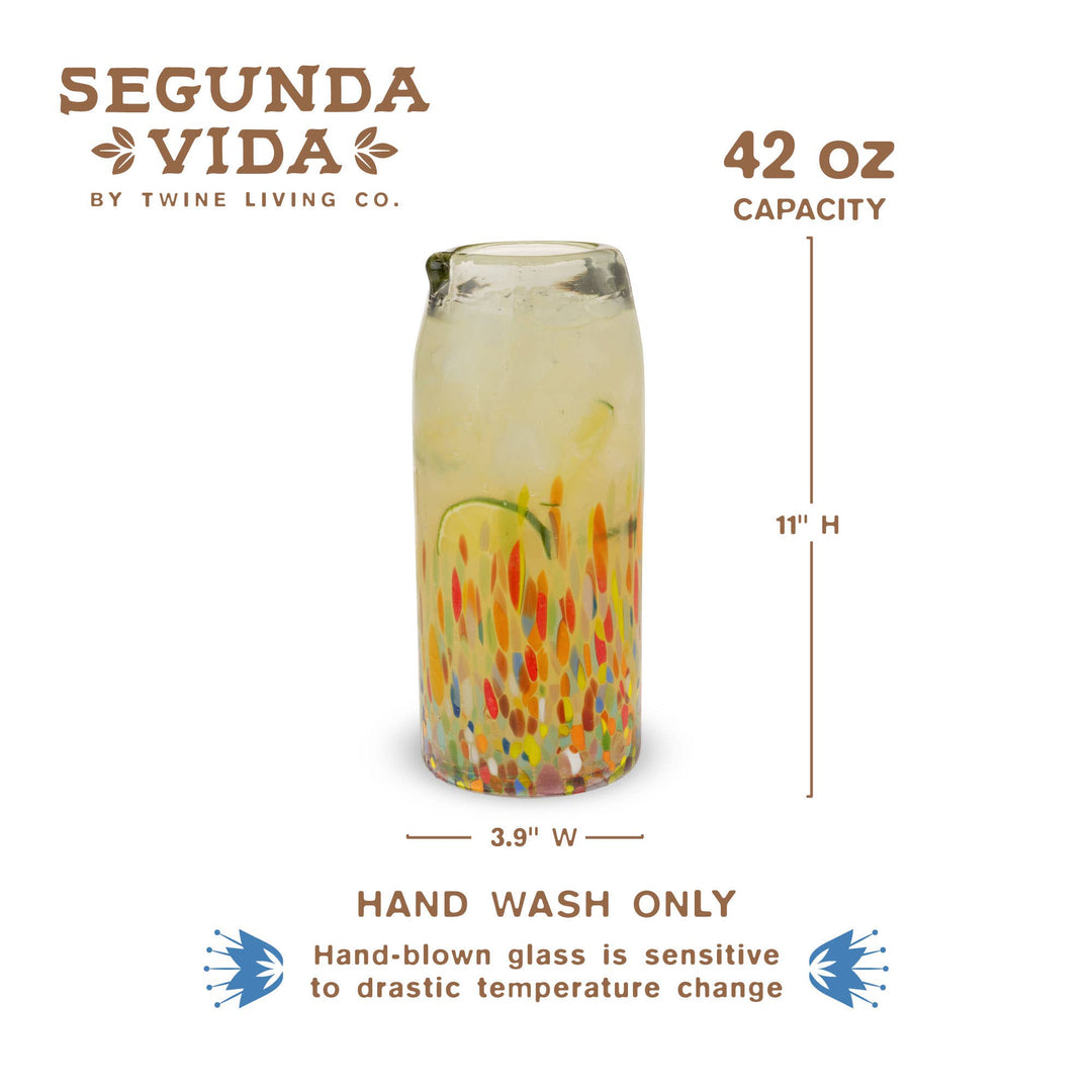 Segunda Vida Artistico Hand-Blown Recycled Glass Pitcher