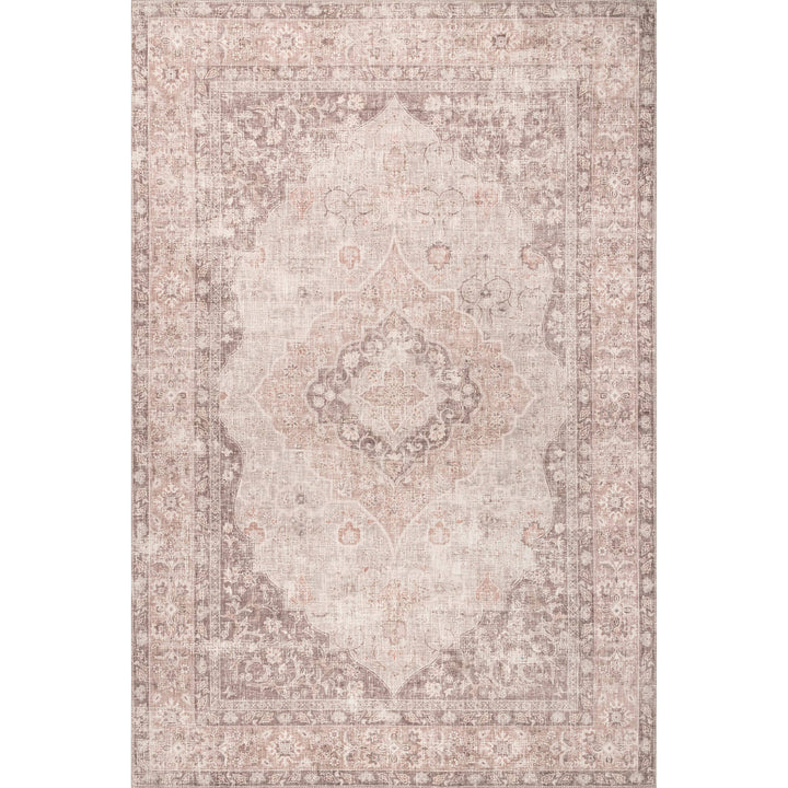 Elsa Machine Washable Floral Blossom Medallion Area Rug