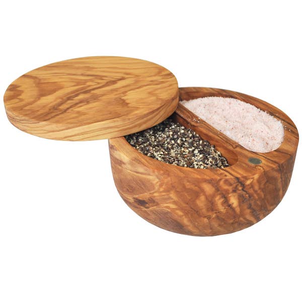 Santo Olive Wood Salt & Pepper Cellar