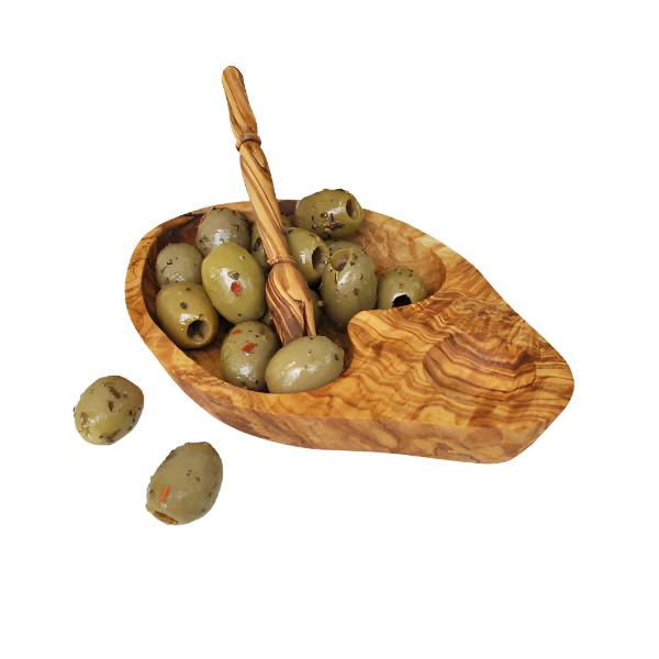 Tika Olive Wood Olive Dish with Olive Stabber Set