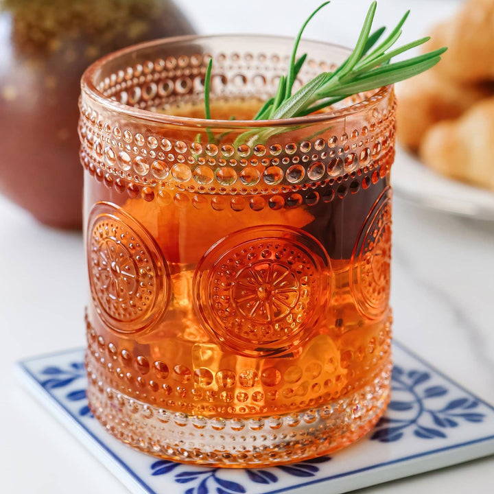 Jules Hobnail Beaded Rose Gold Drinking Glasses 10oz (Set of 6)